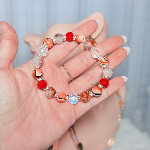 Red and Orange Beaded Bracelet - Picture 3 of 7